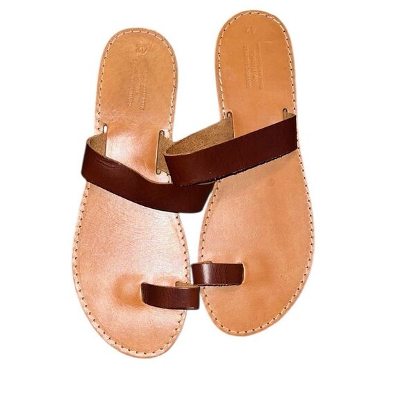 Nikola Brown Leather Sandals Size 42 - Picture 2 of 6